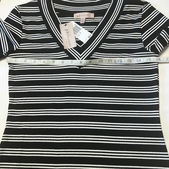 Philosophy Republic V Neck Striped Top Black and White Size Small NWT - Picture 7 of 10